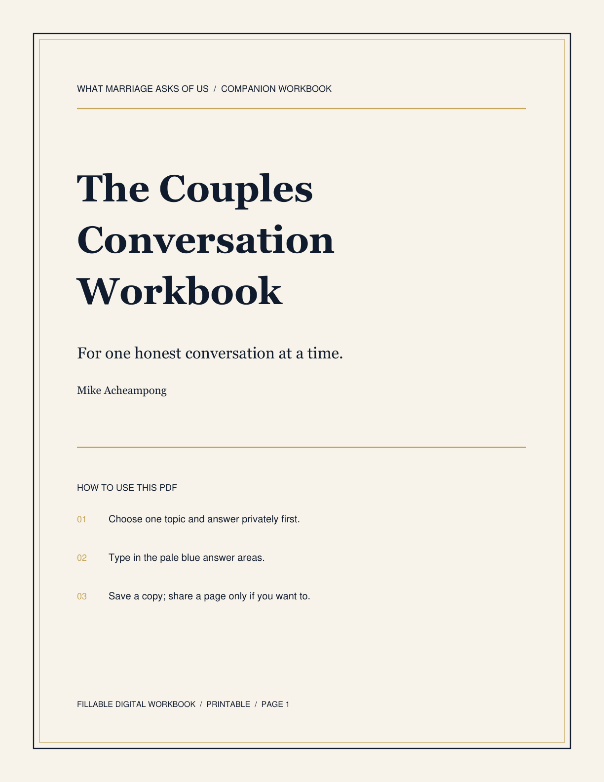 The Couples Conversation Workbook cover